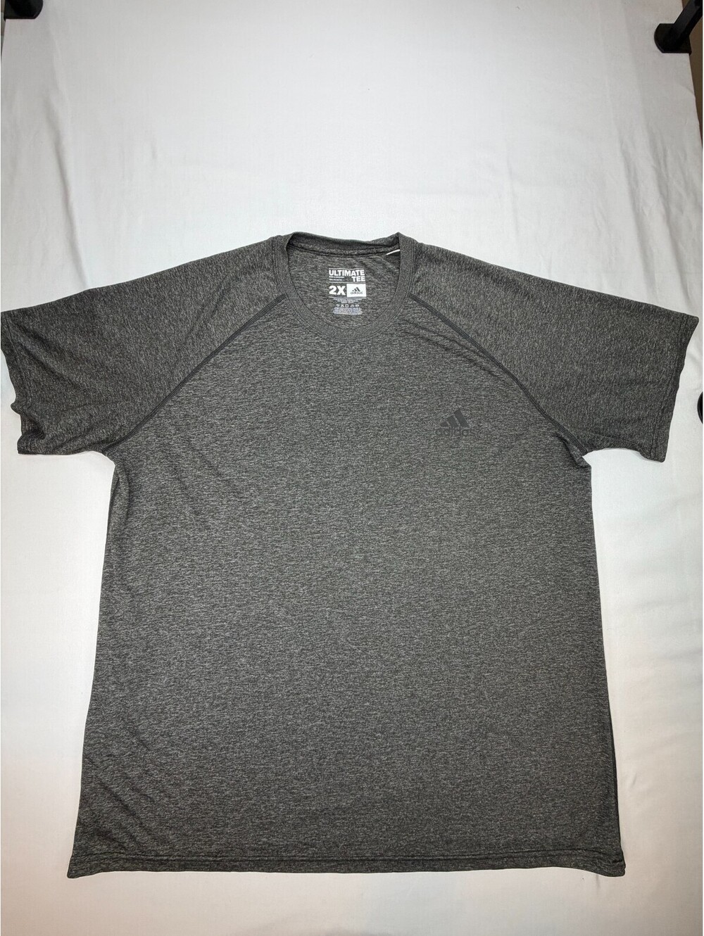 Adidas Men's T Shirt Short Sleeve Ultimate Tee Logo Solid Polyester Size 2X Gray